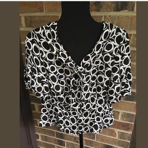 Anne Klein Women's Black/ white Blouse Petite 10P
